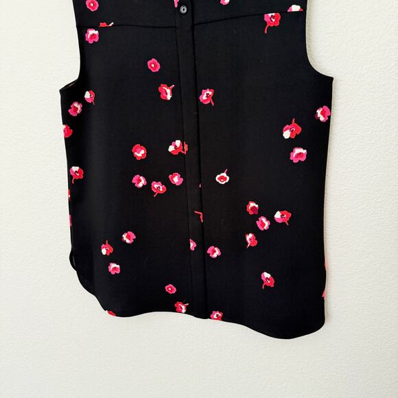 [Kate Spade New York] Black Cherry Blossom Floral Print Sleeveless Blouse Sz 10 - Picture 9 of 11